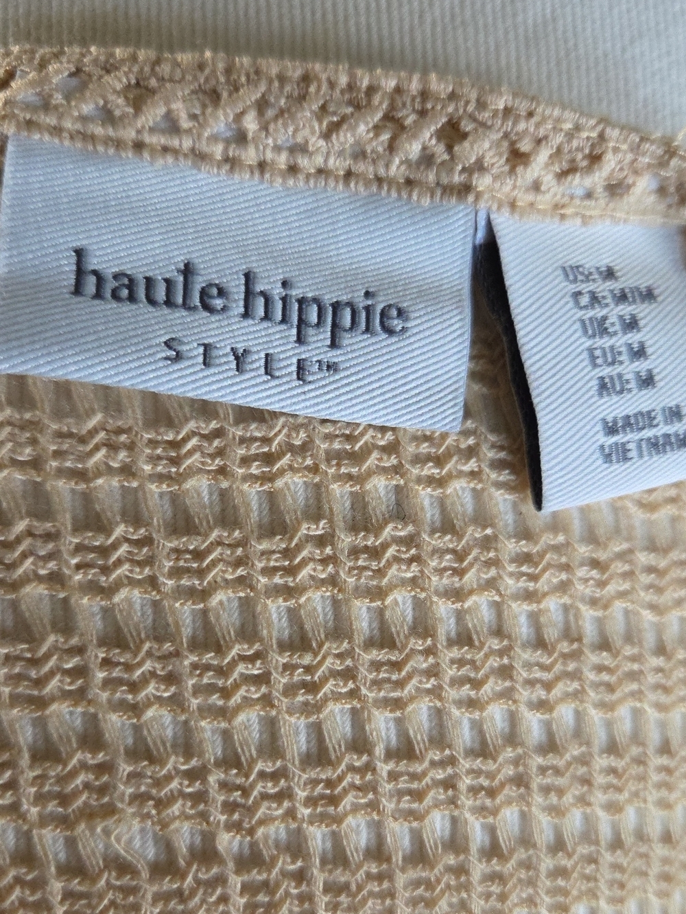 Haute Hippie Crochet Cover Up Maxi Dress Tan Size M - Picture 7 of 8